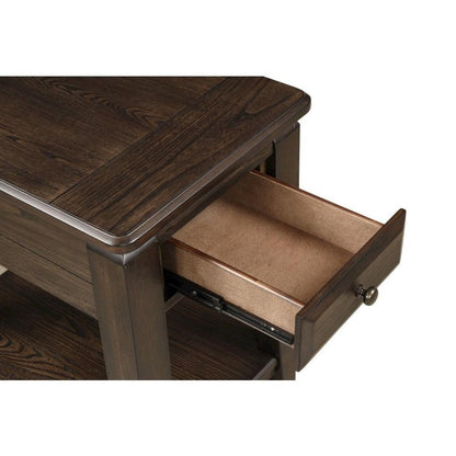 Mahogany Side Table with 1 Drawer – Wooden Table for Bedroom or Living Room