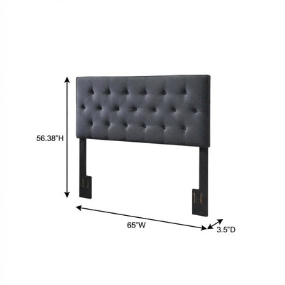 Black Upholstered Queen Headboard with Padded Design and Sturdy Frame