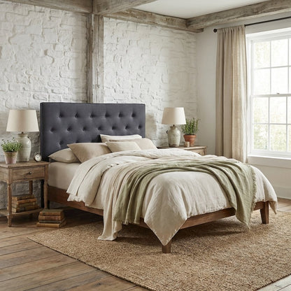 Black Twin Upholstered Headboard with Padded Design and Durable Finish