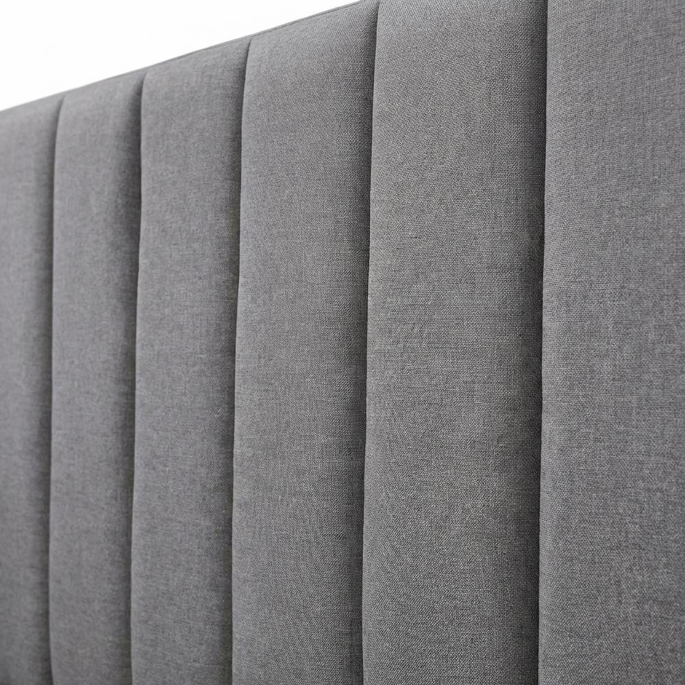 Gray Upholstered Queen Headboard with Soft Fabric and Modern Design