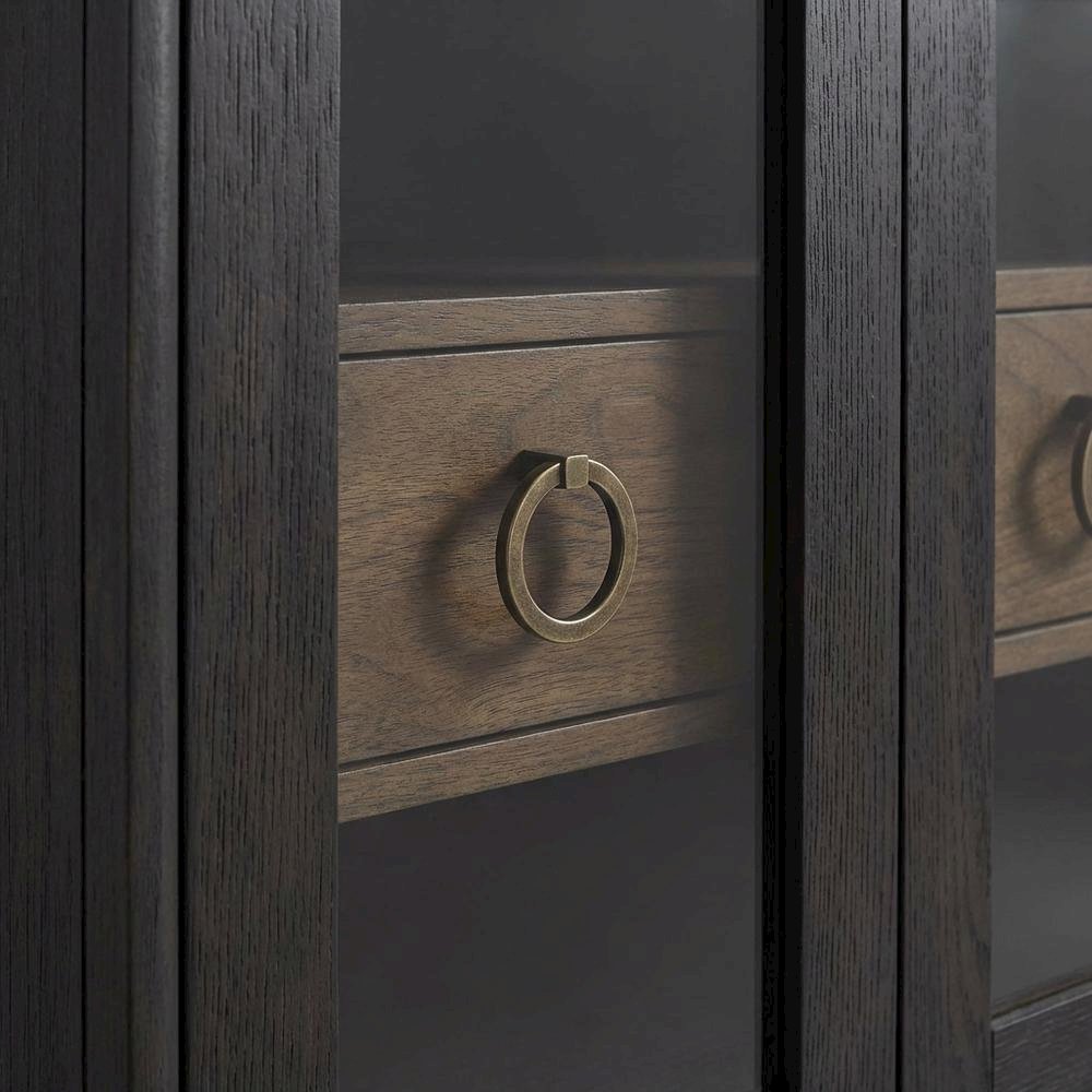 Peppercorn Glass Door Nightstand with Transitional Casual Style