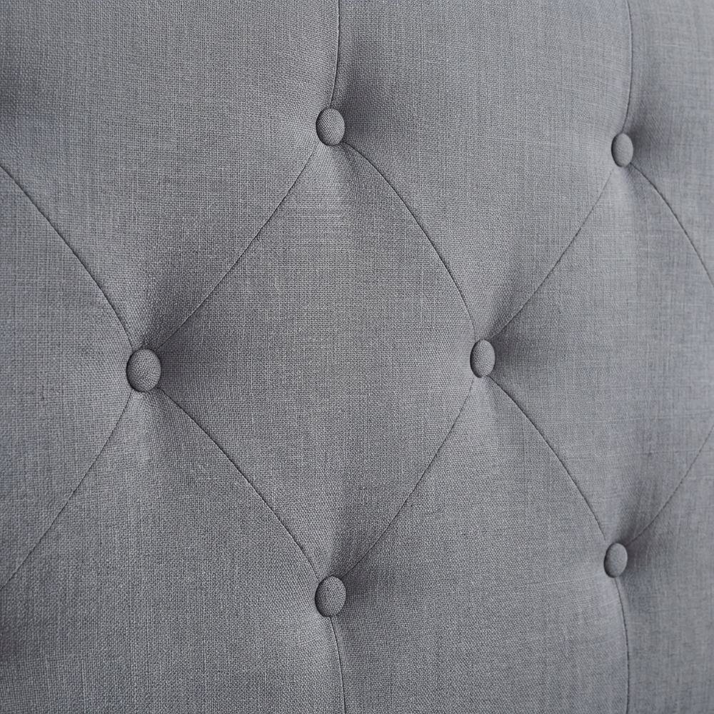 Gray Upholstered Queen Headboard with Solid Rubberwood Frame and Sturdy Design