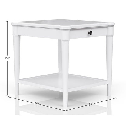 Wilmington Wood End Table-White