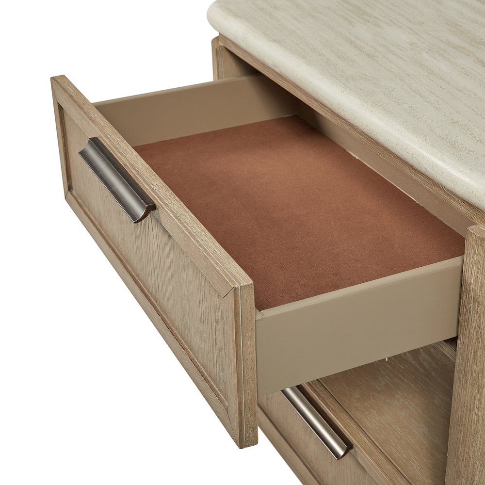 Elements Two Drawer Nightstand with Oak Veneer Drawer Fronts - Toffee