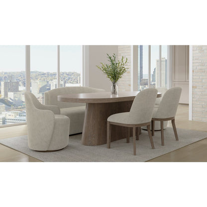 Elements Oval Pedestal Table - In Cocoa Finish