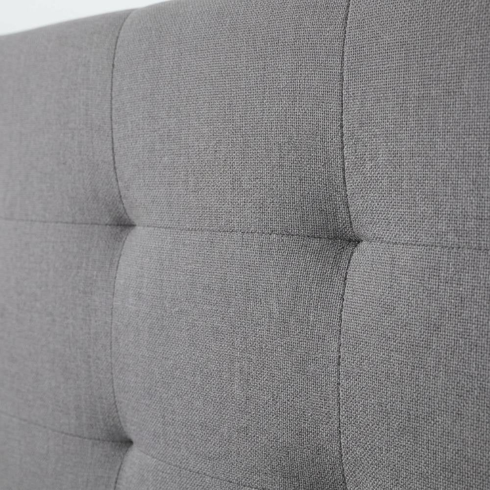 Gray Upholstered King Headboard with Rubberwood Frame and Stylish Design