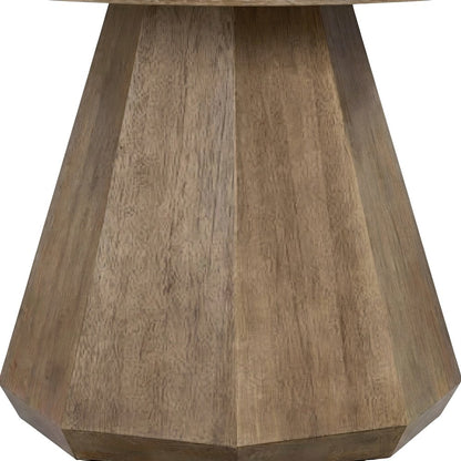 Elm Veneer Round Kitchen and Dining Table with Asian Hardwood Base, Latte