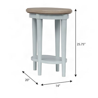 Rubberwood and Mindi Veneer Chairside End Table, Transitional, Ocean