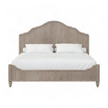 Rubberwood and Mindi Veneer King Panel Bed with Tall Headboard, Sand