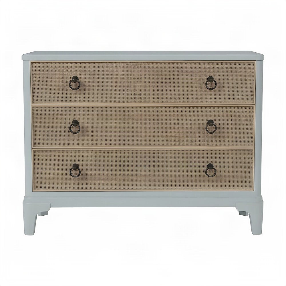 Rubberwood and Mindi Veneer Hall Chest, Transitional Coastal, Ocean