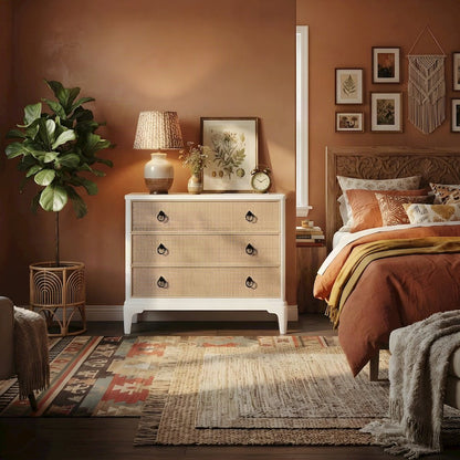 Rubberwood and Mindi Veneer Hall Chest, Transitional Coastal, White