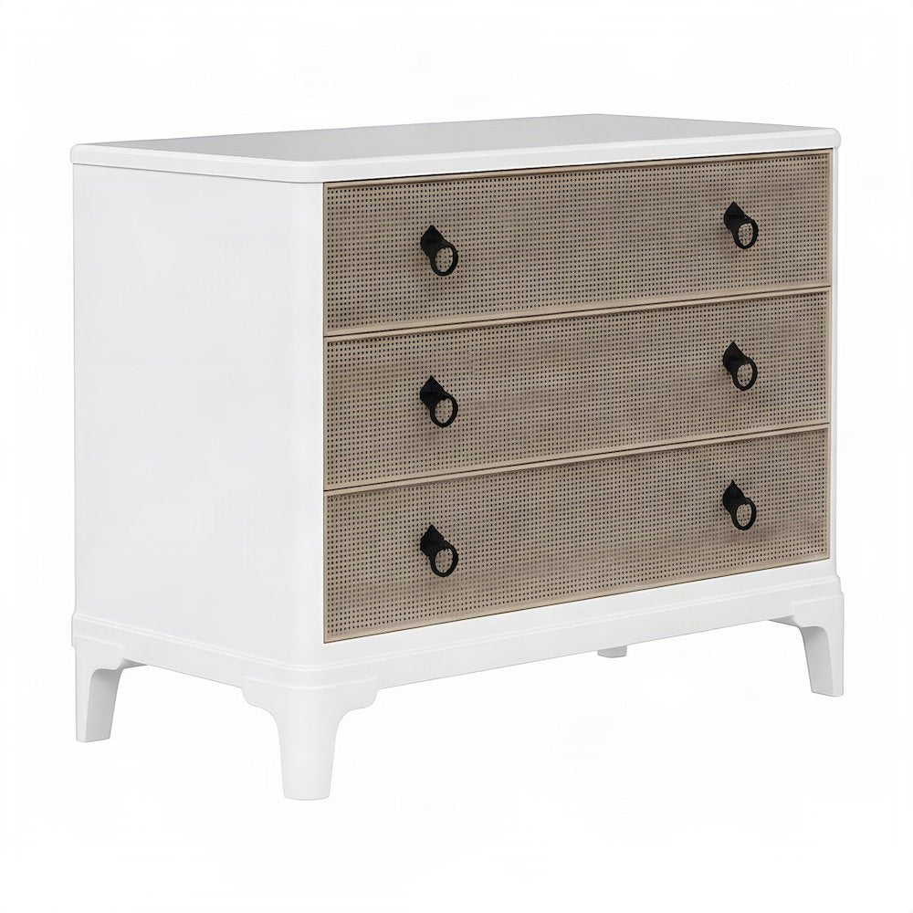 Rubberwood and Mindi Veneer Hall Chest, Transitional Coastal, White