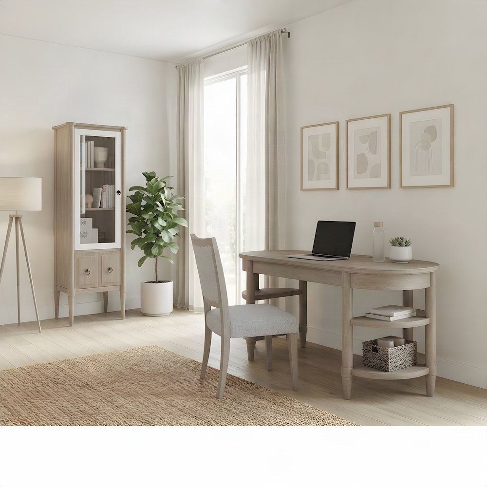 Rubberwood and Mindi Veneer Jr. Executive Computer Office Desk, Sand