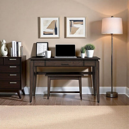 Brown Wooden Writing Desk with Drawer – Vintage Wood Computer Desk
