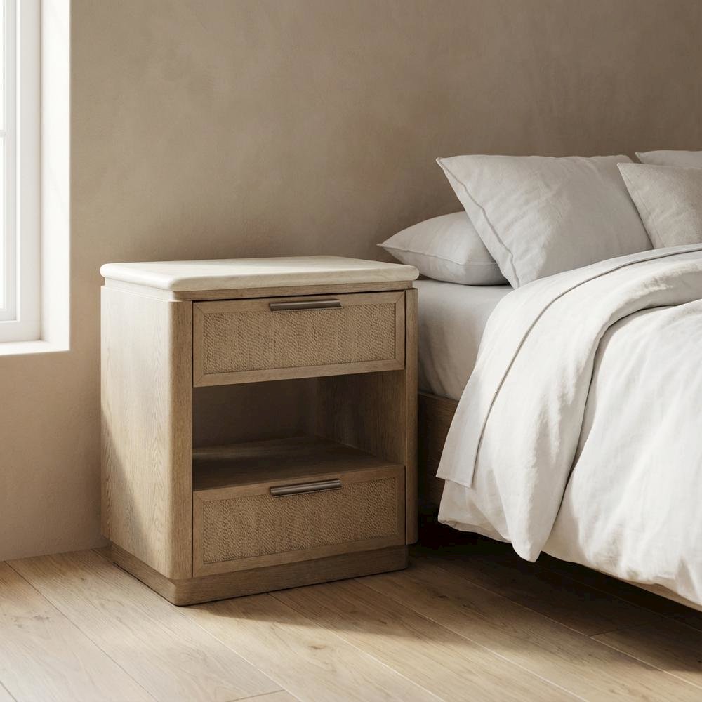 Toffee Nightstand with Rope Fronts and Transitional Style