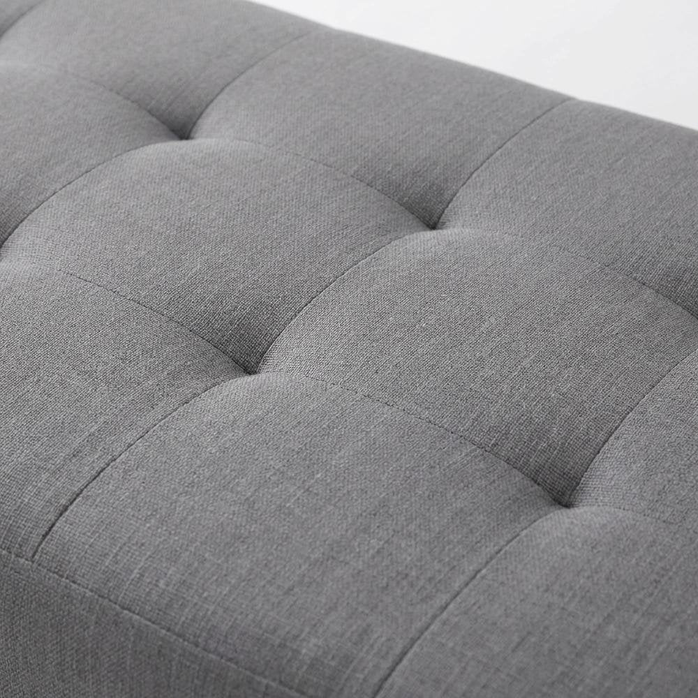 Gray Upholstered Queen Headboard with Rubberwood Frame and Padded Design