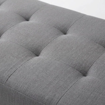 Gray Upholstered Queen Headboard with Rubberwood Frame and Padded Design