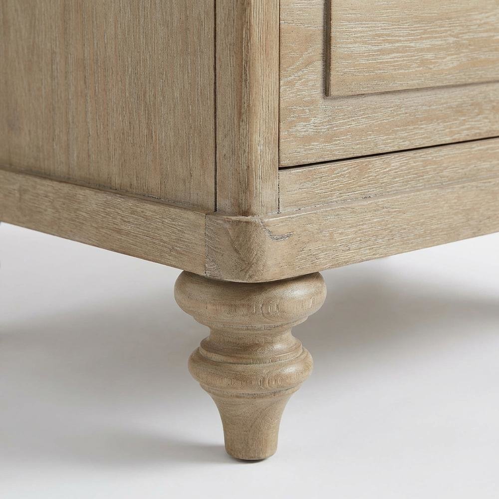 Sand-Colored Nightstand with 3 Drawers and Casual Transitional Style
