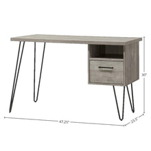 Gray Wood Desk with Storage – Computer Work Table with Drawer and Shelf
