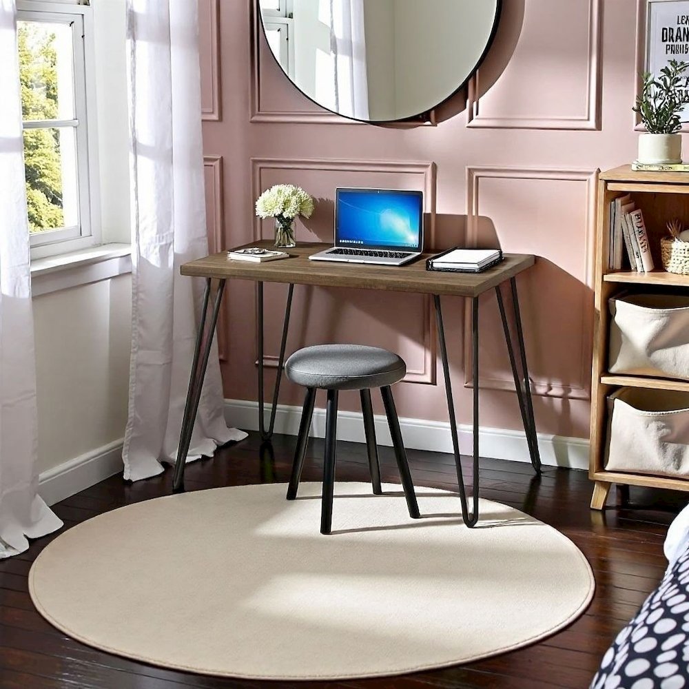 Rustic Wood and Metal Desk – Modern Home Office or Study Workstation