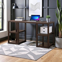 Brown Wood Desk with Shelfs – Natural Writing Table for Home or Office