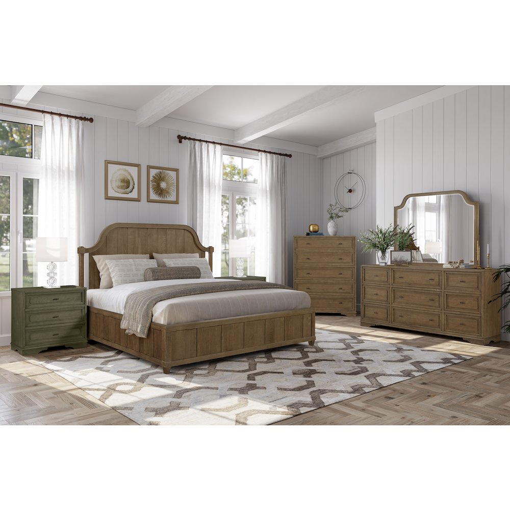Magnolia Queen Planked Panel Bed - Almond