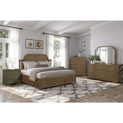 Magnolia Queen Planked Panel Bed - Almond