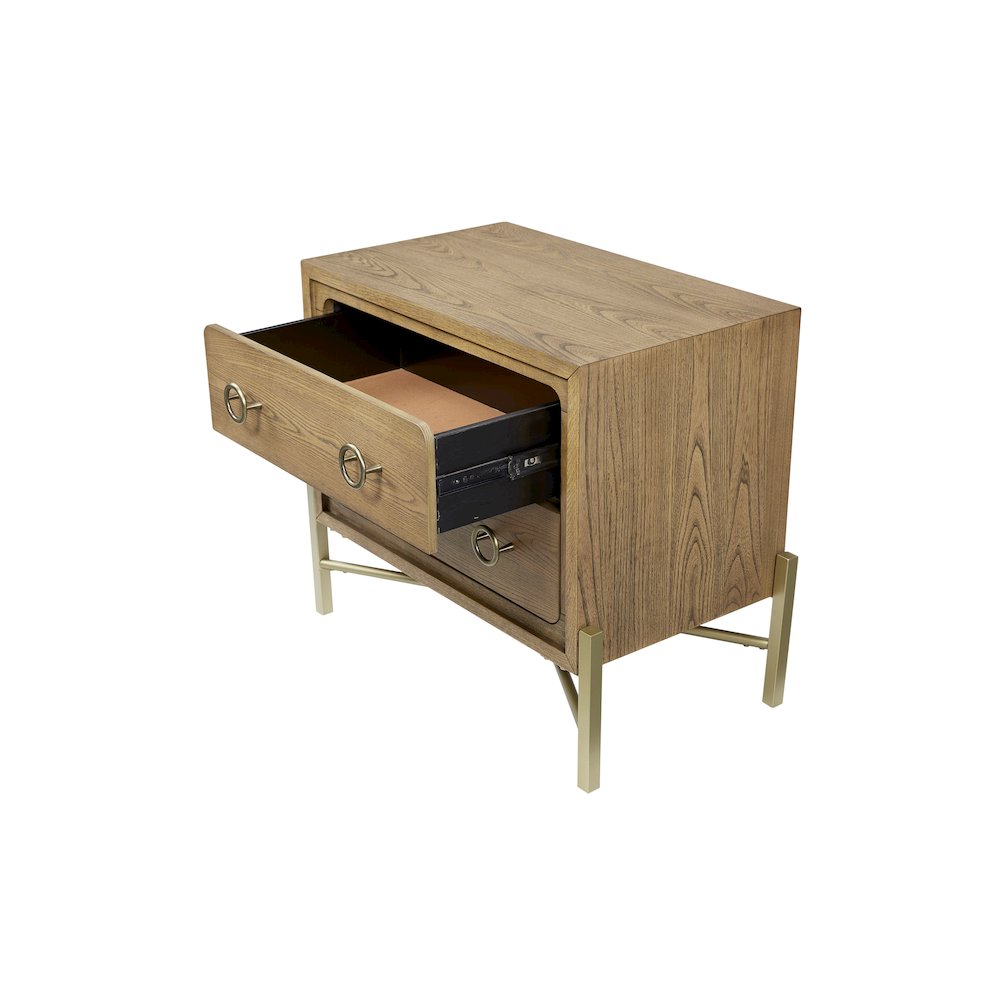 Aurora 2 Drawer Nightstand W/ USB - Latte