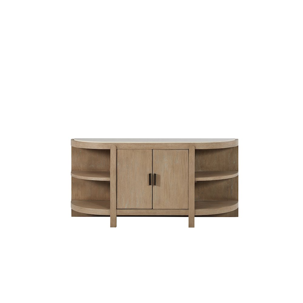 Elements Curved 2-Door Console Table Marble Top - Toffee