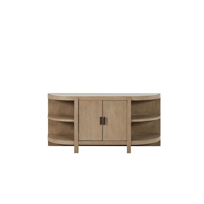 Elements Curved 2-Door Console Table Marble Top - Toffee