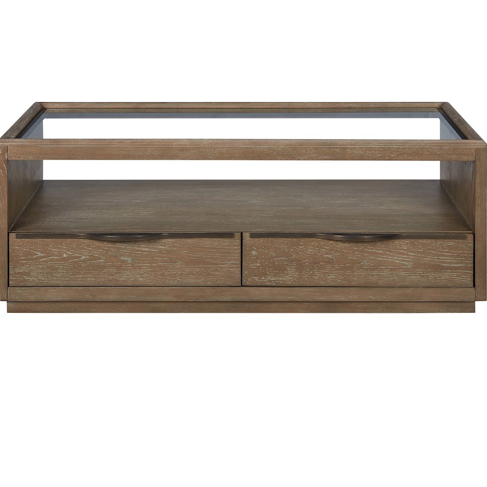 Transitional Elements Glass Top Cocktail Table - Cocoa