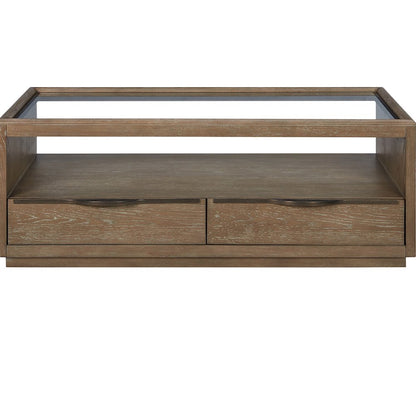 Transitional Elements Glass Top Cocktail Table - Cocoa
