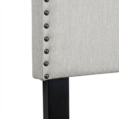 Off White Upholstered Twin Headboard with Soft Fabric and Classic Design