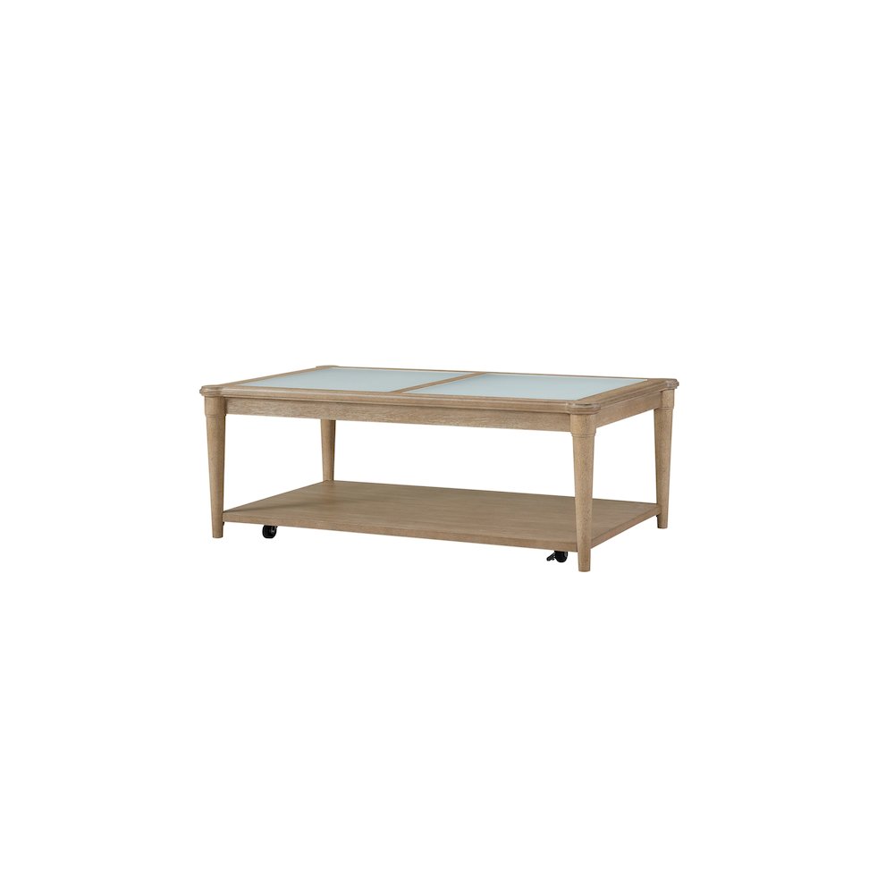 Wilmington Frosted Glass Top Cocktail Table W/ Casters