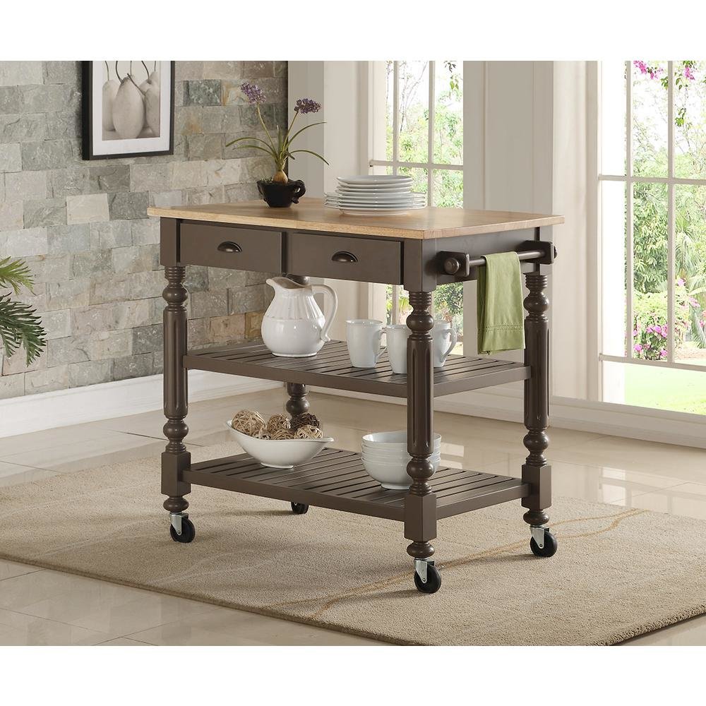 Payson Taupe Kitchen Cart