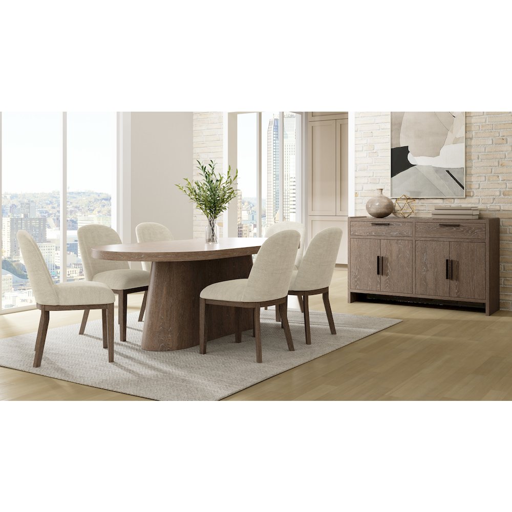 Elements Oval Pedestal Table - In Cocoa Finish