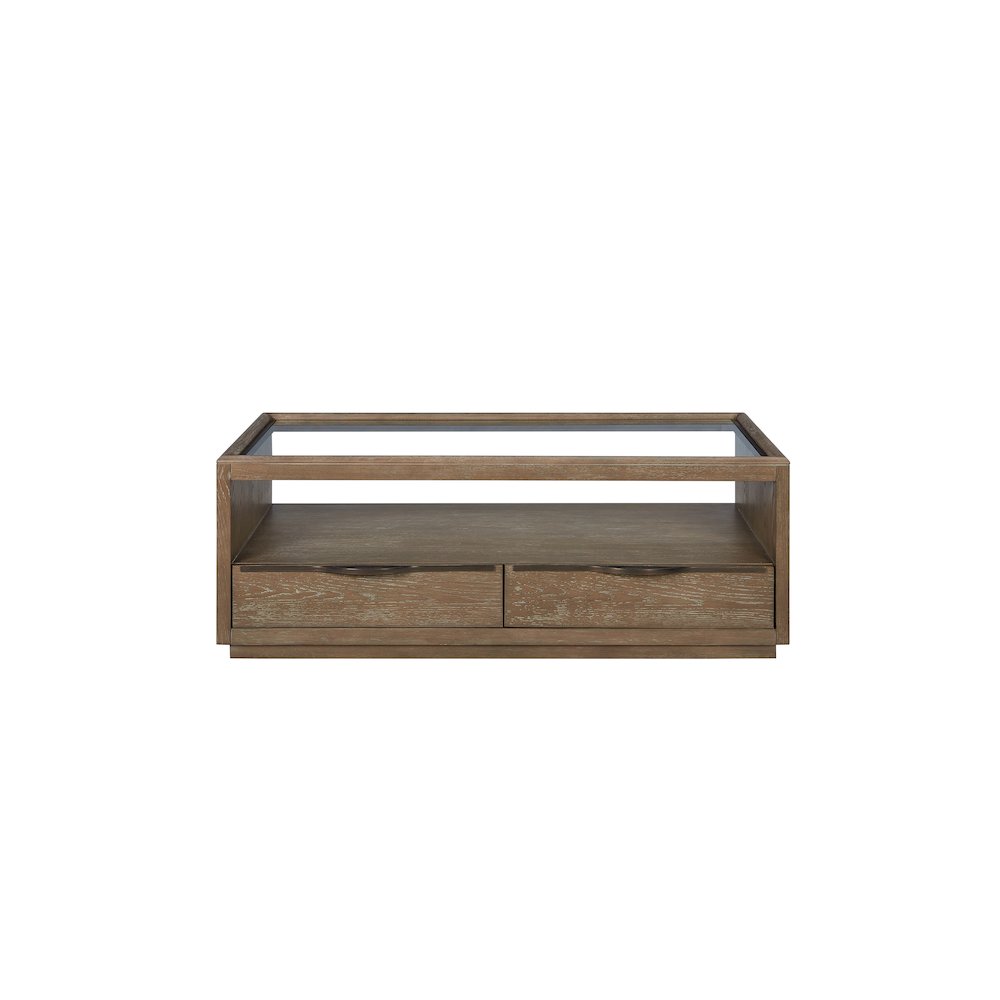Transitional Elements Glass Top Cocktail Table - Cocoa