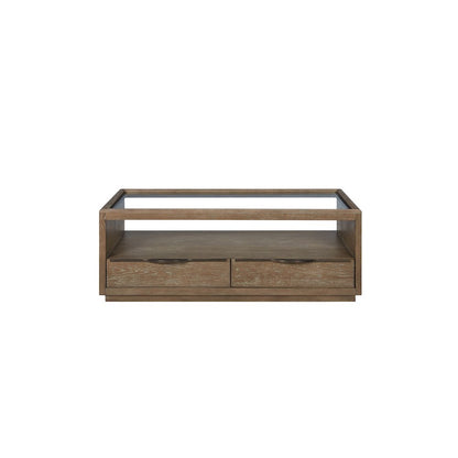 Transitional Elements Glass Top Cocktail Table - Cocoa