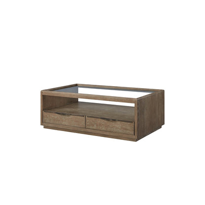 Transitional Elements Glass Top Cocktail Table - Cocoa