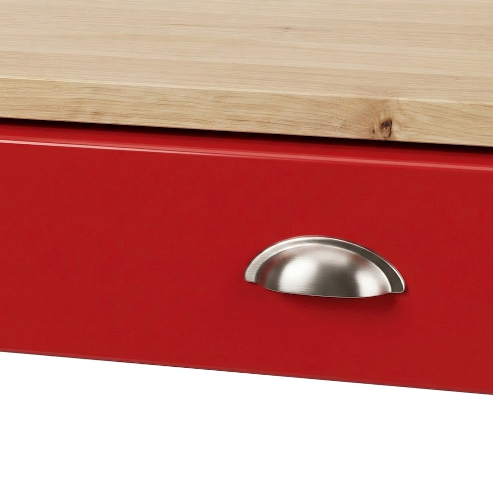 Solid Rubberwood Portable Kitchen Island Cart, Butcher Block Top, Cream