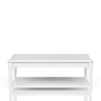 Wilmington Wood Top Cocktail Table W/ Casters-White