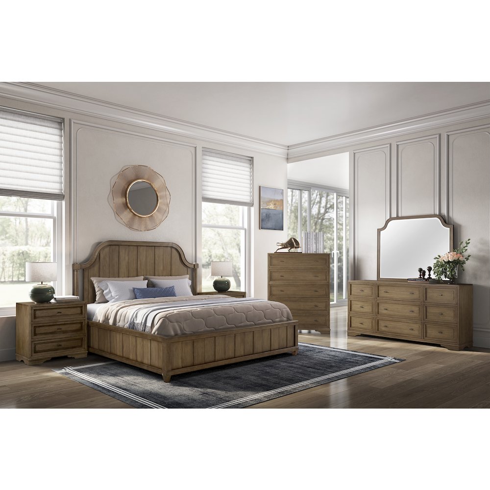 Magnolia Queen Planked Panel Bed - Almond