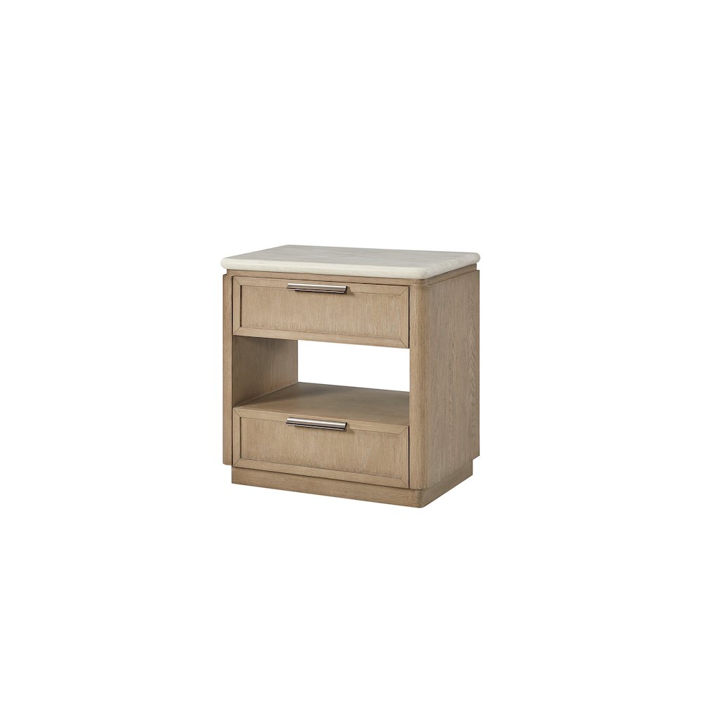 Elements Two Drawer Nightstand with Oak Veneer Drawer Fronts - Toffee