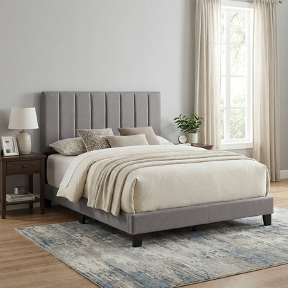 Gray King Upholstered Headboard with Padded Design and Durable Frame