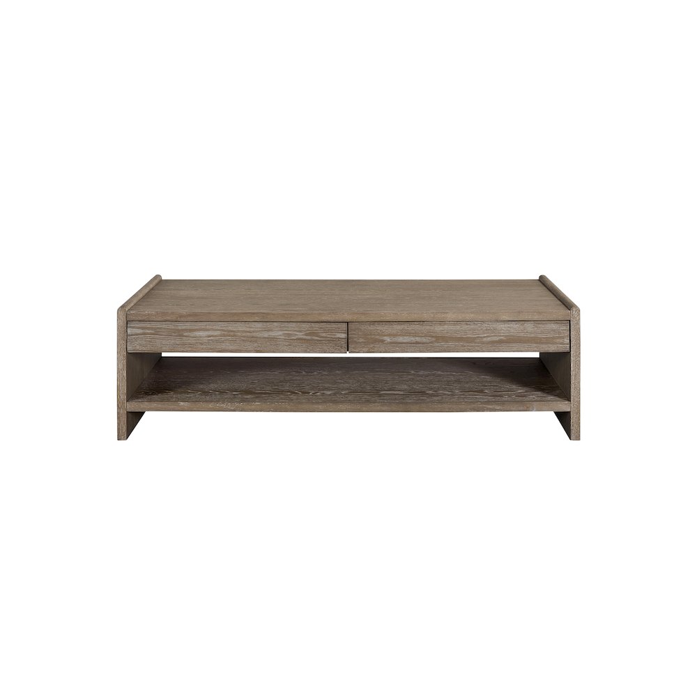Transitional Elements Wood Top 2-Drawer Cocktail Table