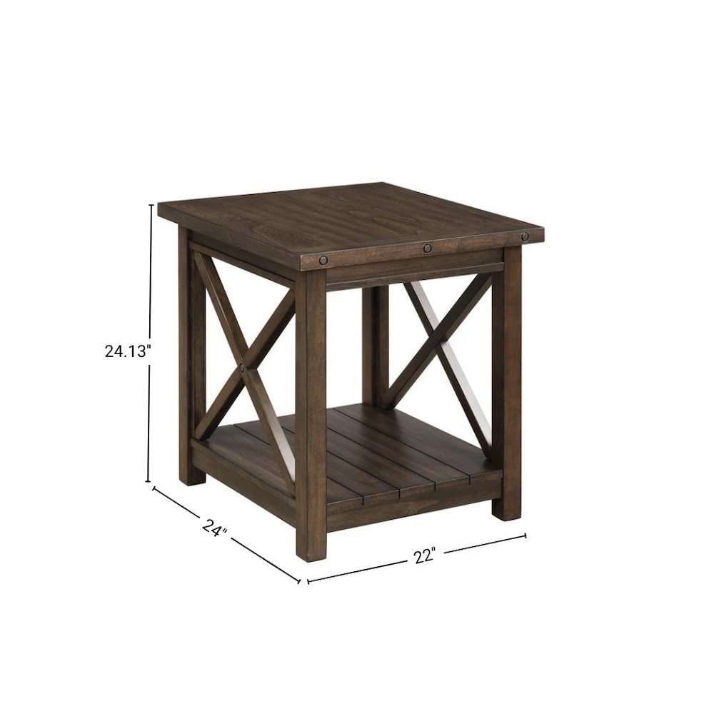 Rustic Farmhouse End Table in Walnut – Solid Wood Square Accent Table