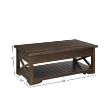 Walnut Lift Top Cocktail Table – Rustic Coffee Table with Storage Shelf
