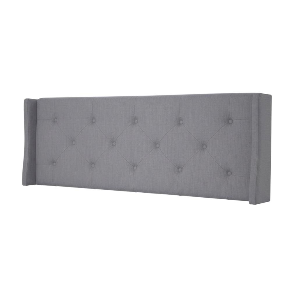 Gray Upholstered Queen Headboard with Solid Rubberwood Frame and Sturdy Design
