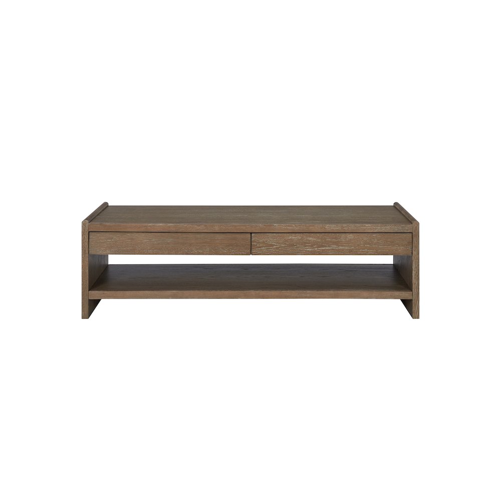 Transitional Elements Wood Top 2-Drawer Cocktail Table
