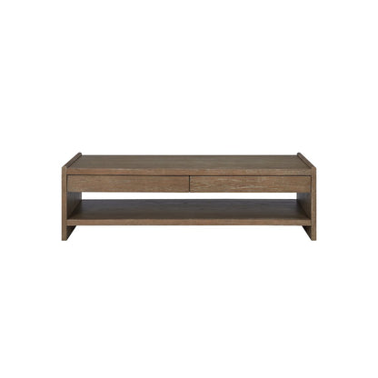 Transitional Elements Wood Top 2-Drawer Cocktail Table